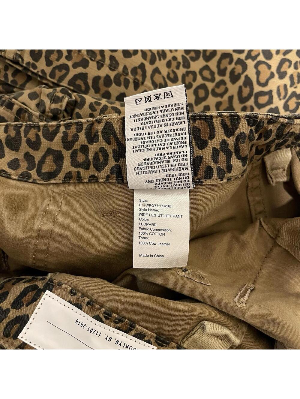 NWT ~ R13 Wide Leg Utility Pant in Leopard  Size 27 - Picture 6 of 8